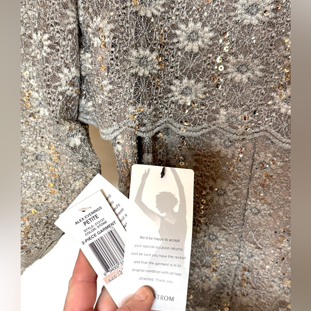 Alex Evenings Silver Lace Dress with Jacket - Picture 4 of 5